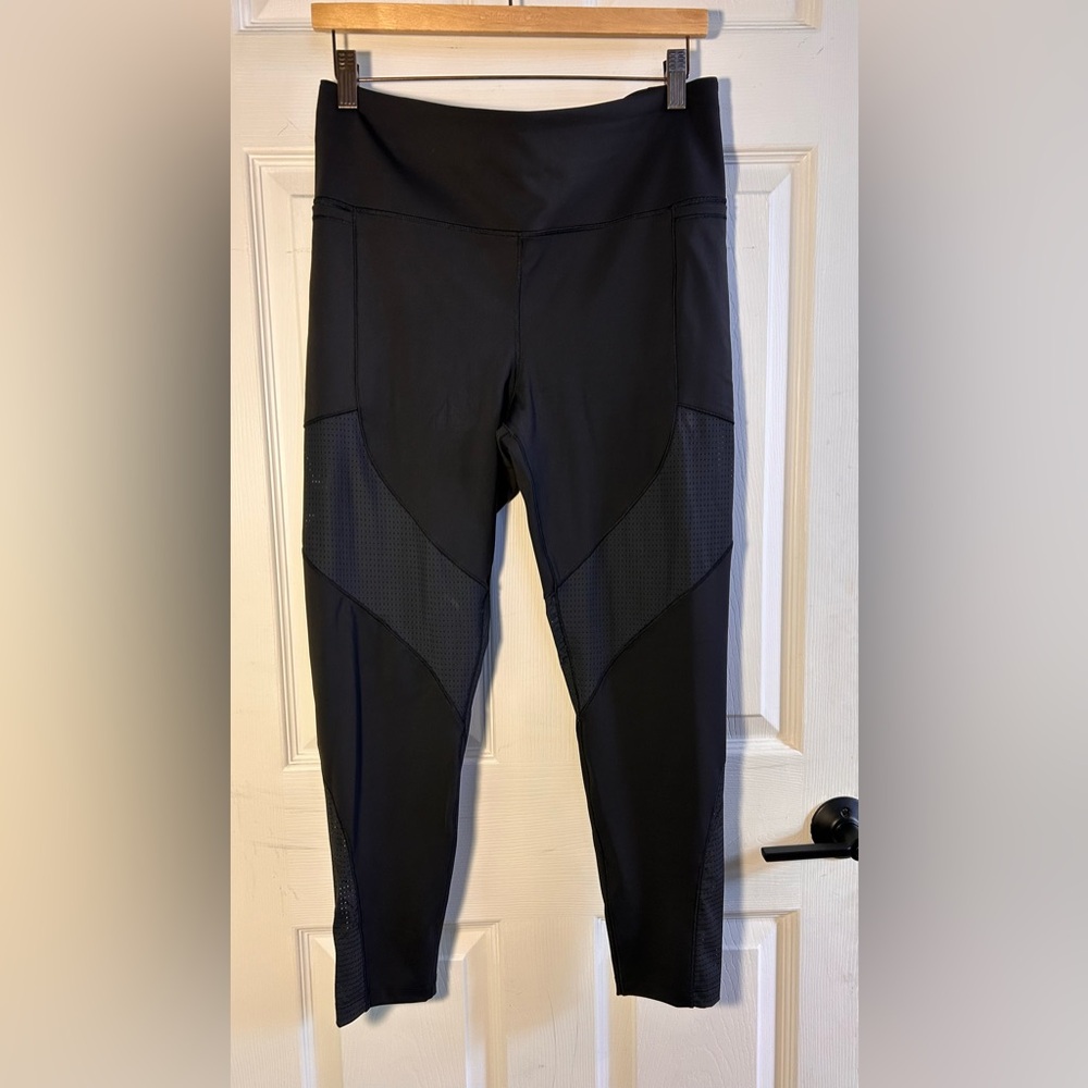 CALIA Black Performance Leggings with Perforated Paneling
